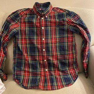 Boys L (14-16) Christmas plaid long sleeved shirt